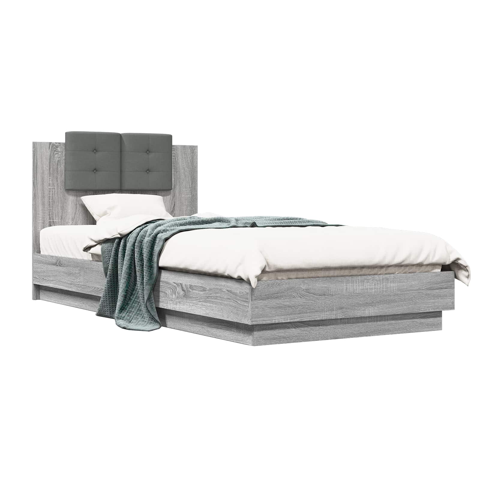 Bettgestell mit Kopfteil Grau Sonoma 180x200 cm Holzwerkstoff