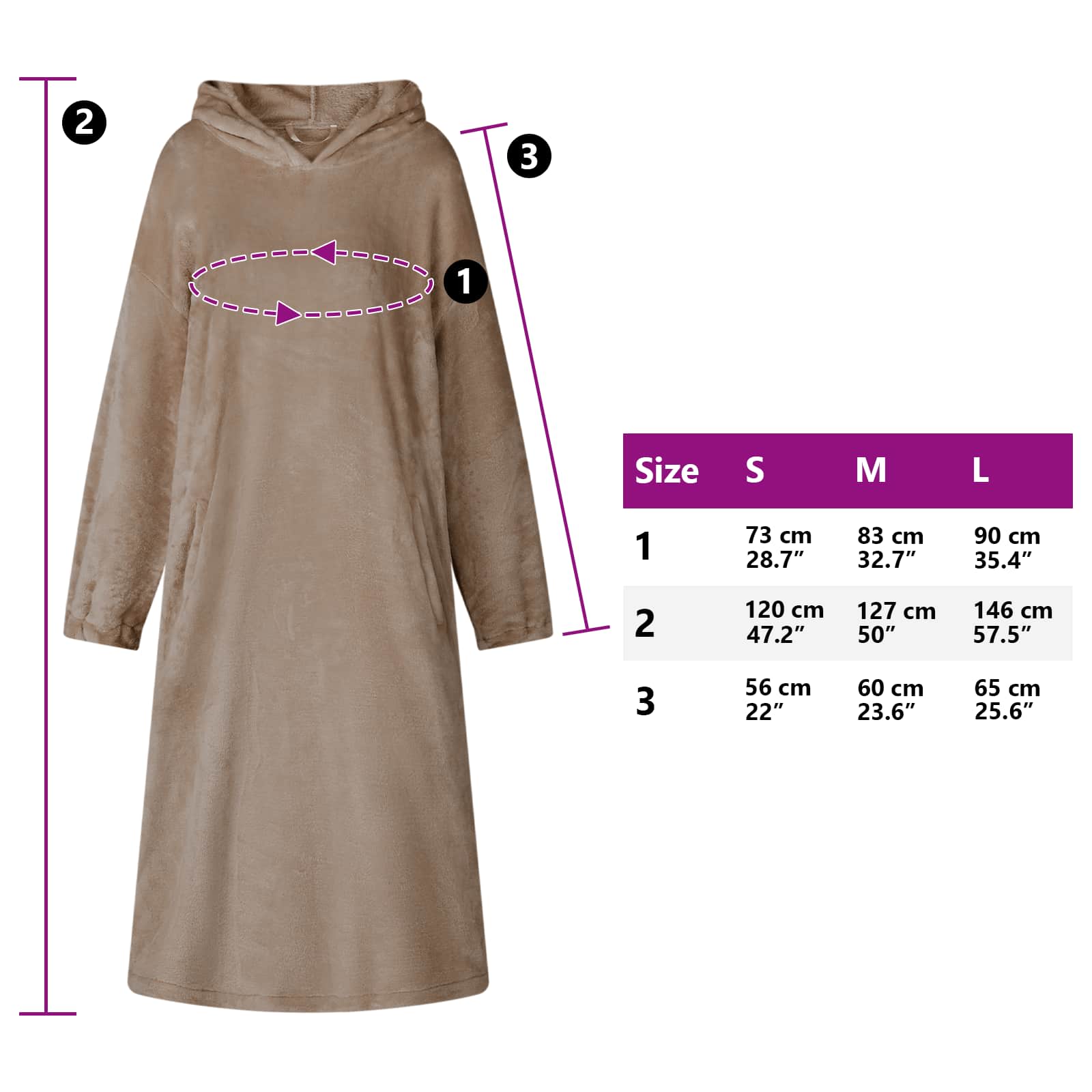 Decken-Hoodie Beige S Flanell