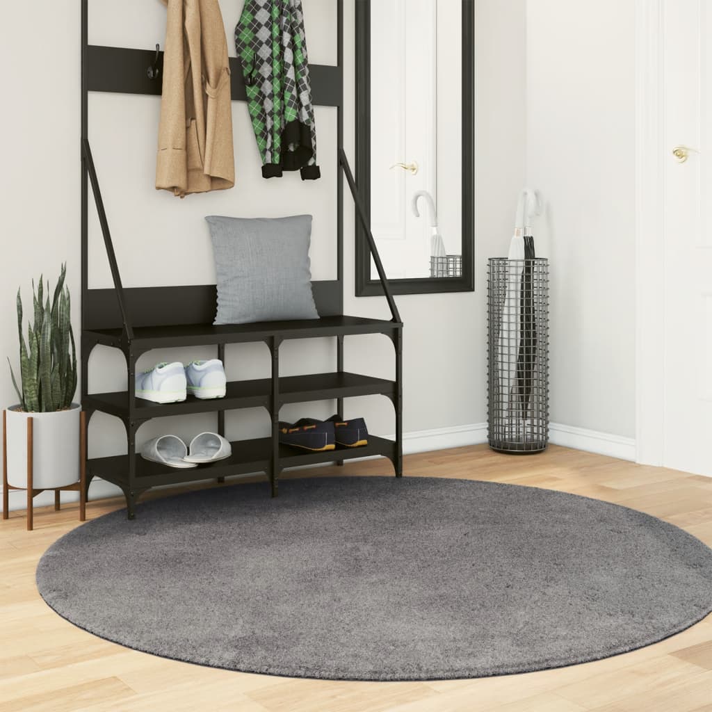 Teppich HUARTE Kurzflor Weich und Waschbar Anthrazit 60x110 cm