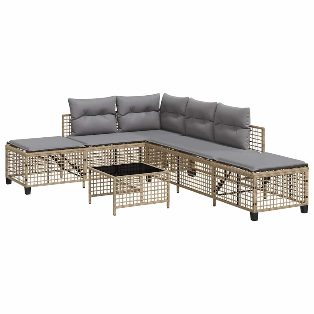 3-tlg. Garten-Ecksofa-Set mit Kissen Schwarz Poly Rattan