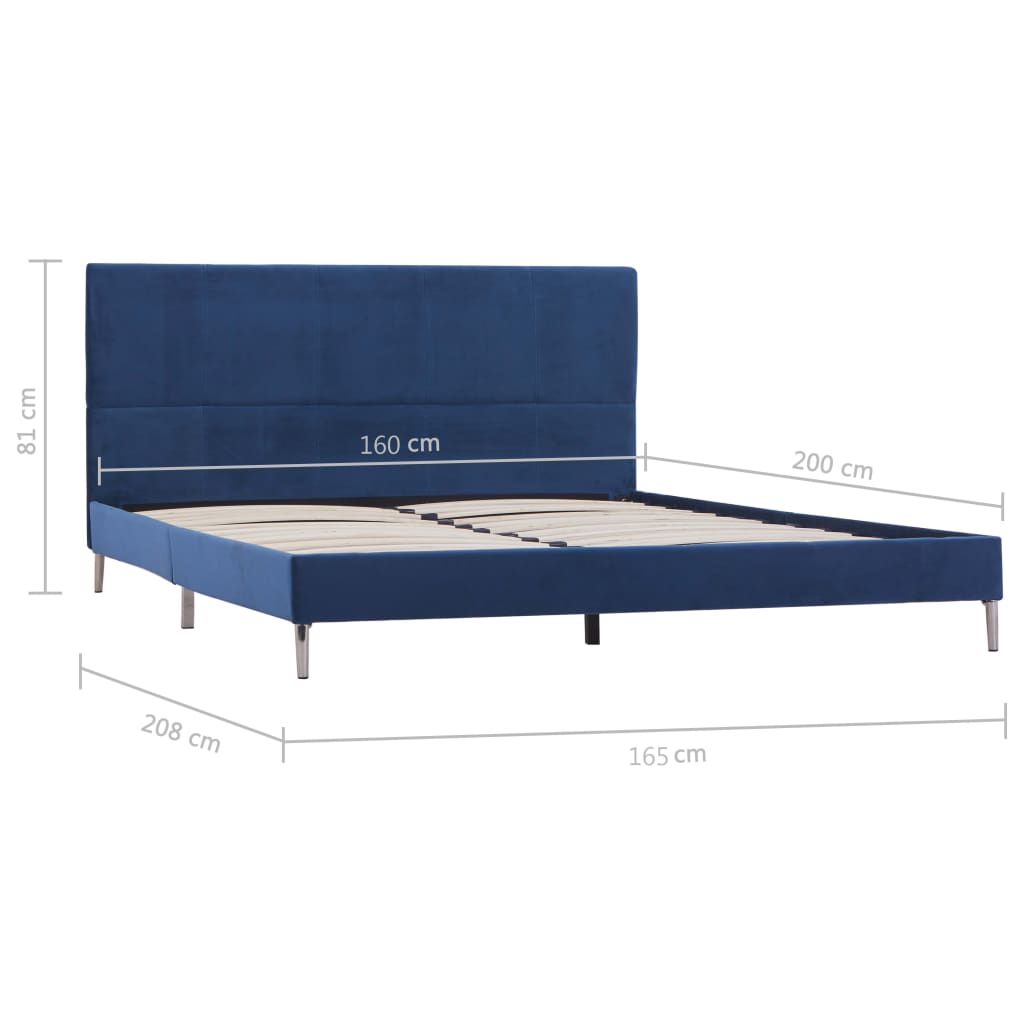 Bettgestell Blau Stoff 160 x 200 cm