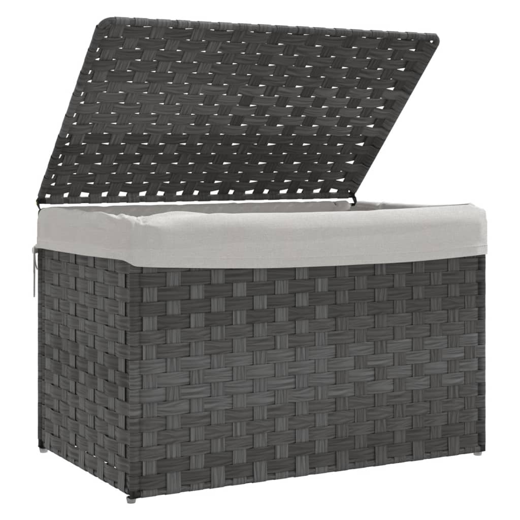 Wäschekorb mit Deckel 55,5x35x34 cm Poly Rattan