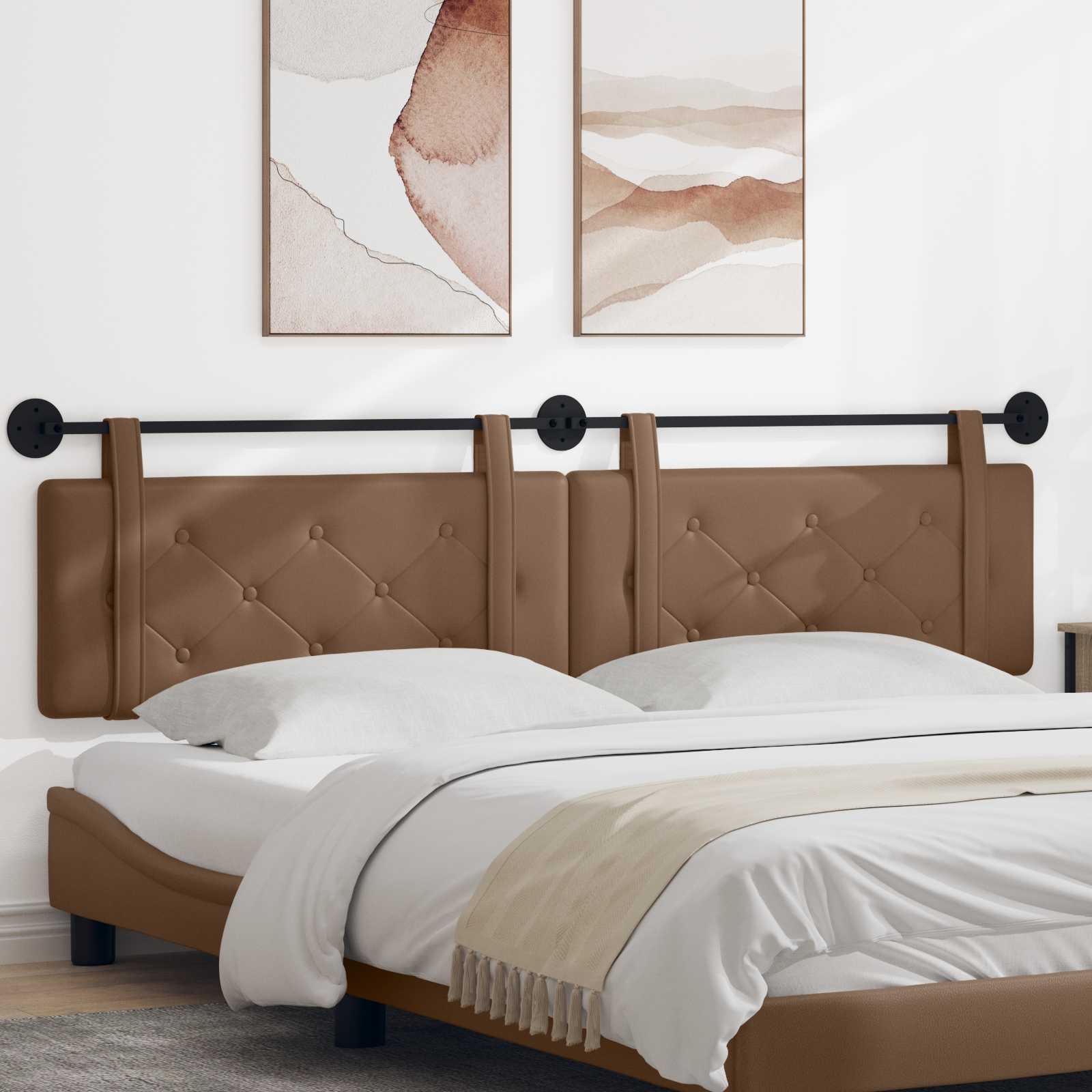 Hängendes Kopfteil Mit LED Licht Creme Kunstleder