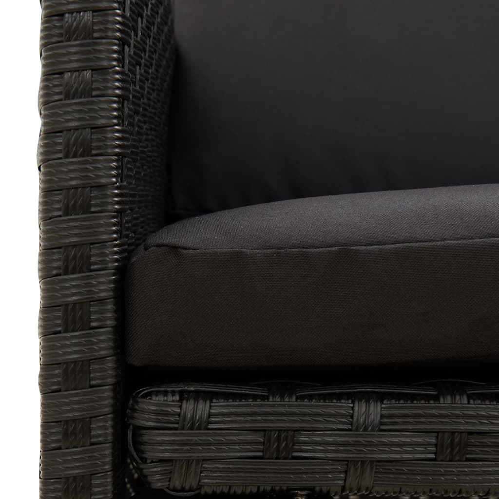 4-tlg. Gartenstuhl und Hocker Set Poly Rattan Schwarz