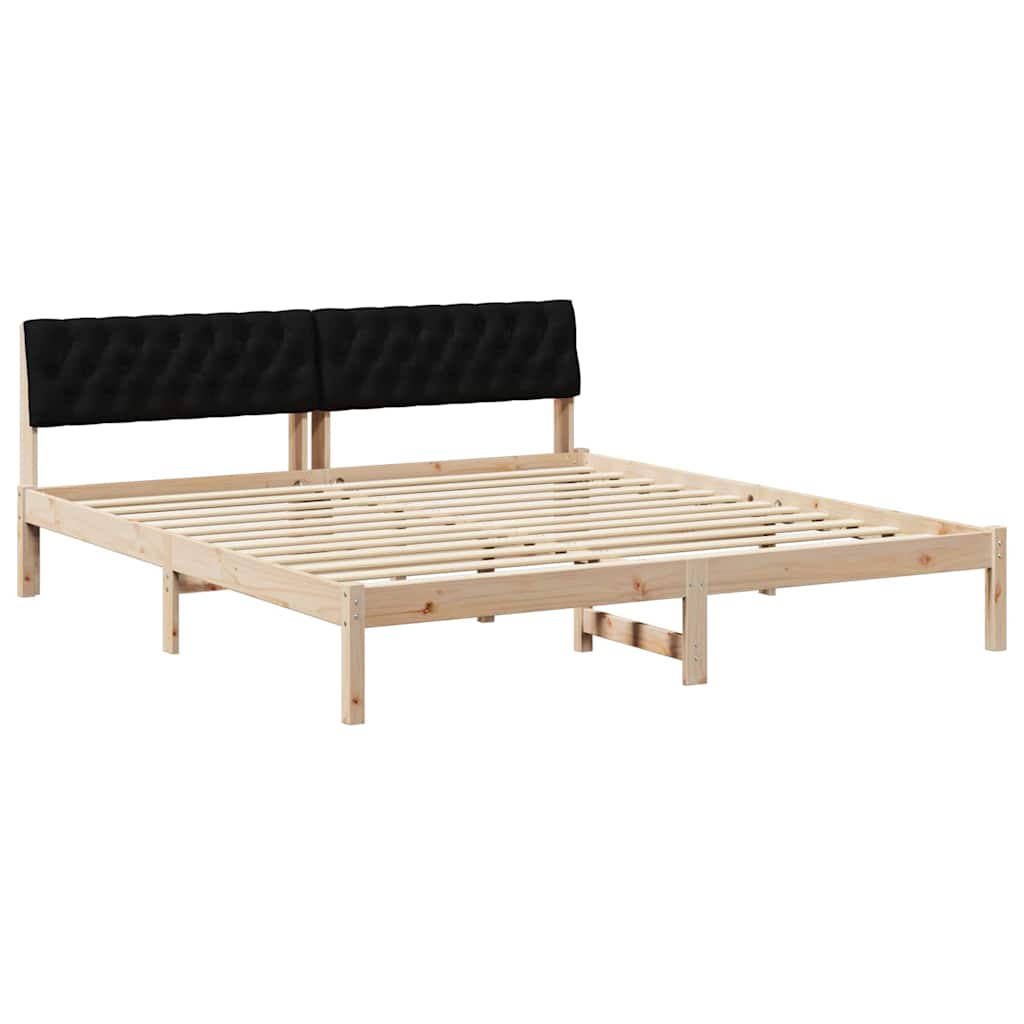 Bettgestell Braun und hellgrau 200 x 200 cm Massivholz Kiefer