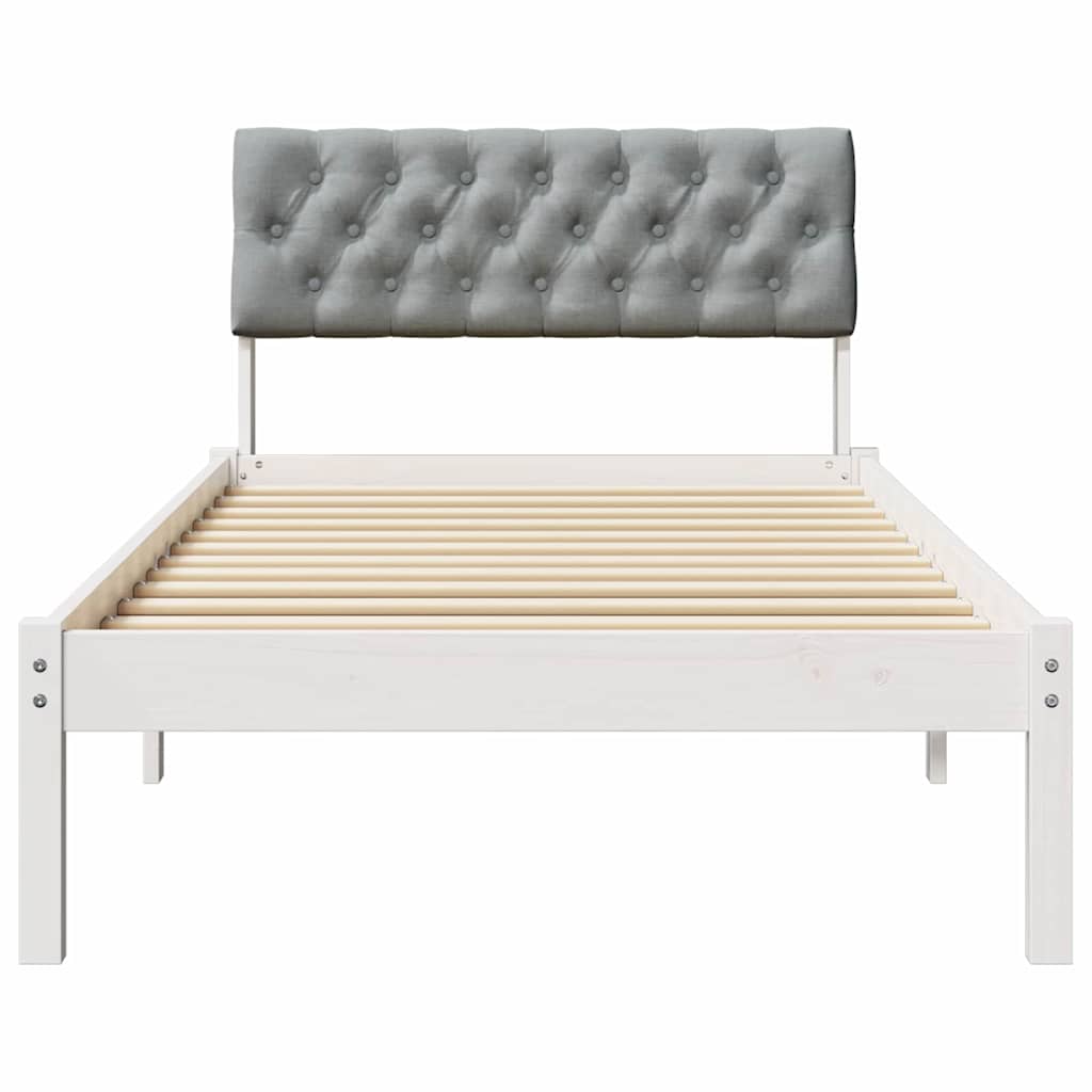 Bettgestell Braun und hellgrau 200 x 200 cm Massivholz Kiefer