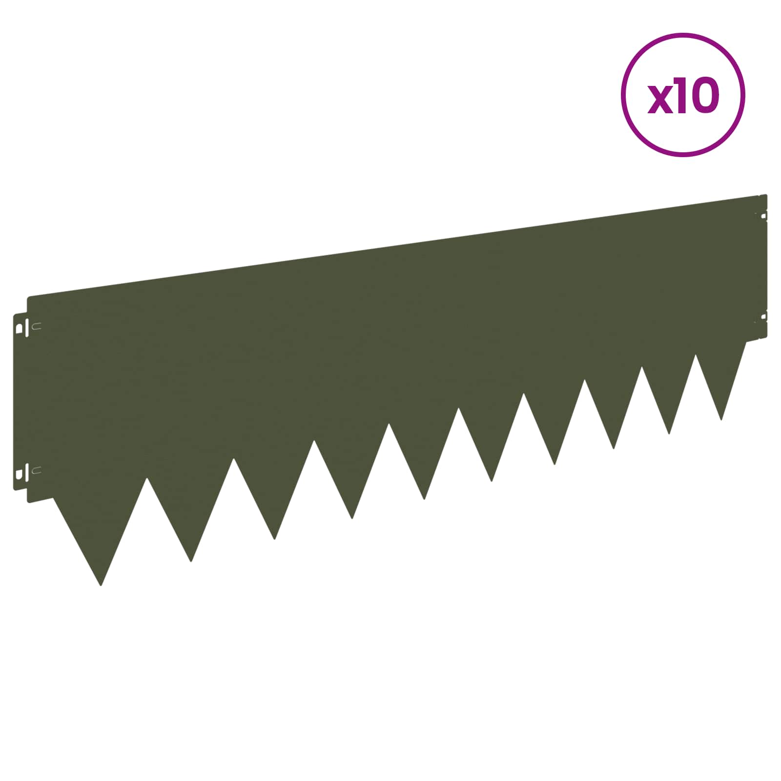 Raseneinfassung 10 pcs Länge Höhe 103 x 15 cm Stahl Schwarz