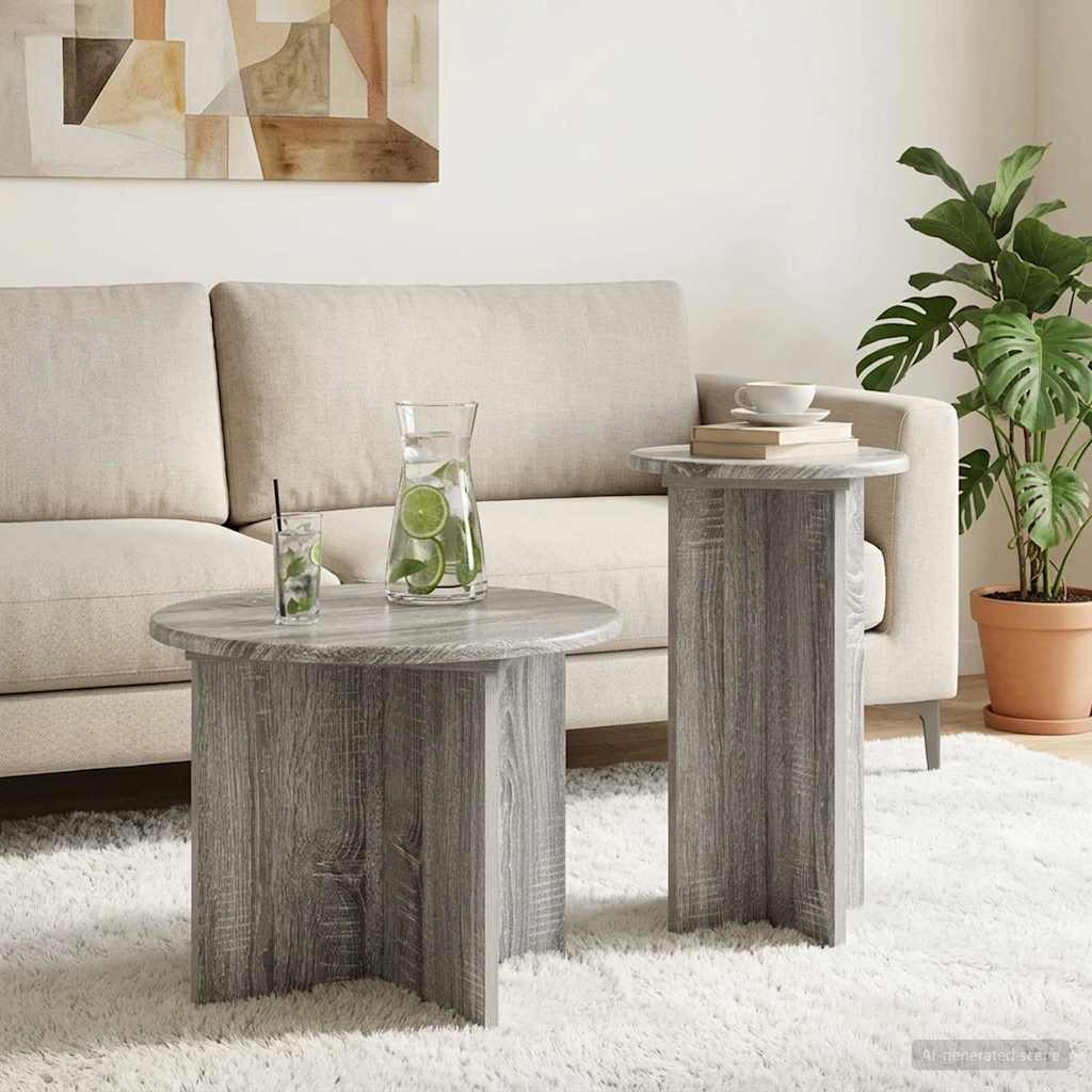 Beistelltisch-Set mit Speicher 2 pcs Weiß Holzwerkstoff