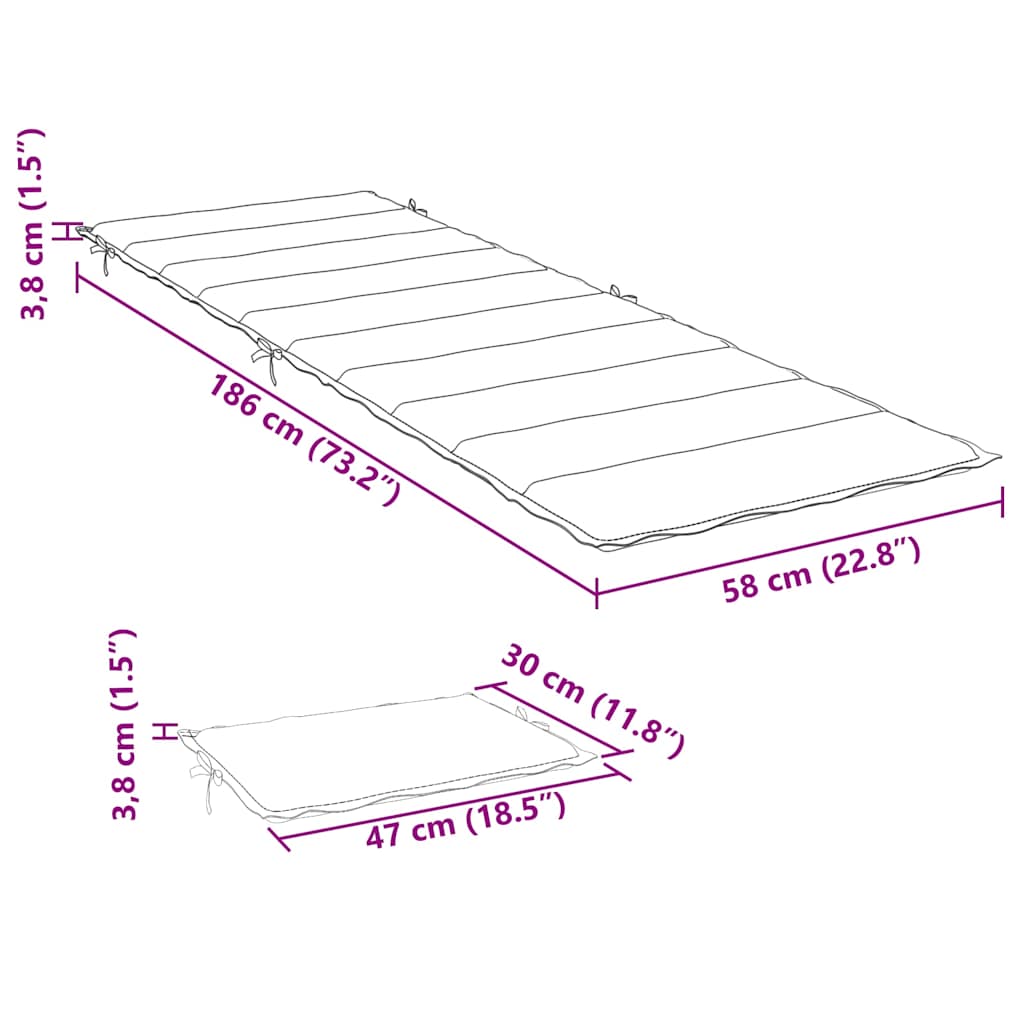 Sonnenliegen-Auflage Grau 186x58x4 cm Oxford-Gewebe