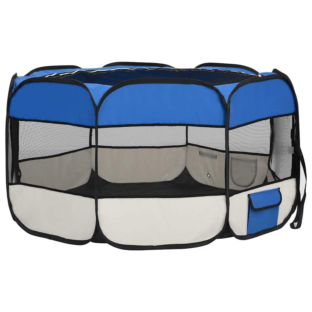 Faltbarer Welpenlaufstall mit Tragetasche Schwarz 90x90x58 cm