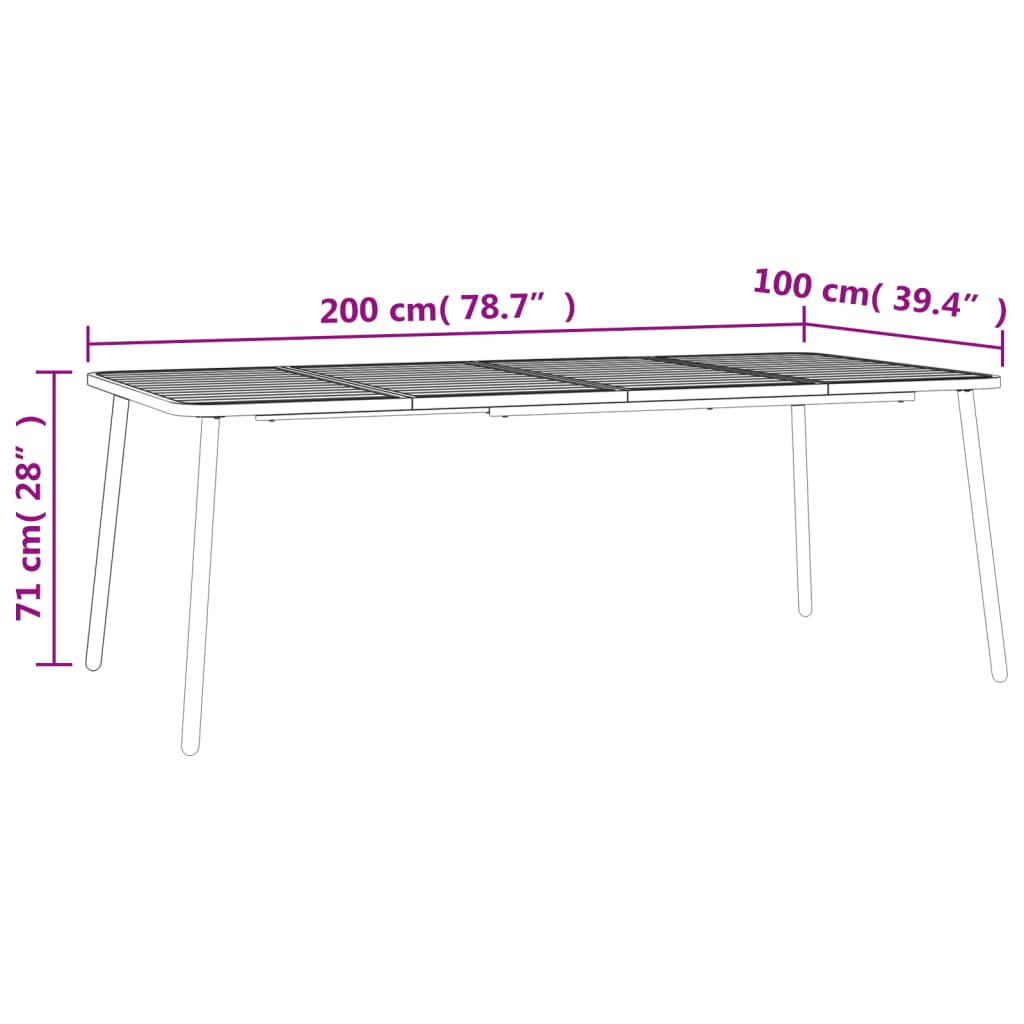 Gartentisch Anthrazit 100x100x71 cm Stahl