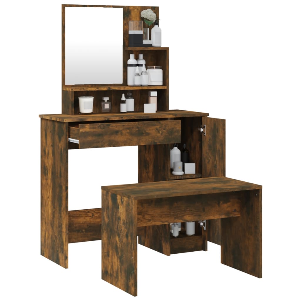 Schminktisch-Set Weiß 86,5x35x136 cm