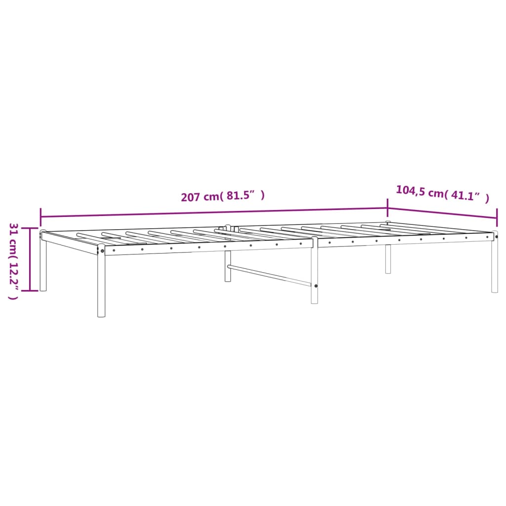 Bettgestell Metall Schwarz 75x190 cm