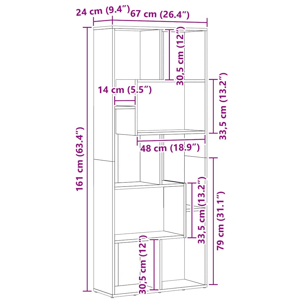 Bücherregal Weiß 67x24x161 cm Holzwerkstoff