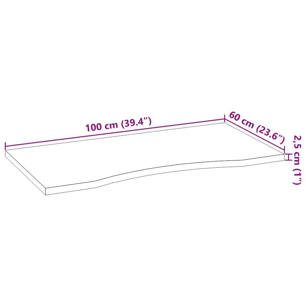 Schreibtischplatte Unbehandelt 80x50x2,5 cm Massivholz Eiche