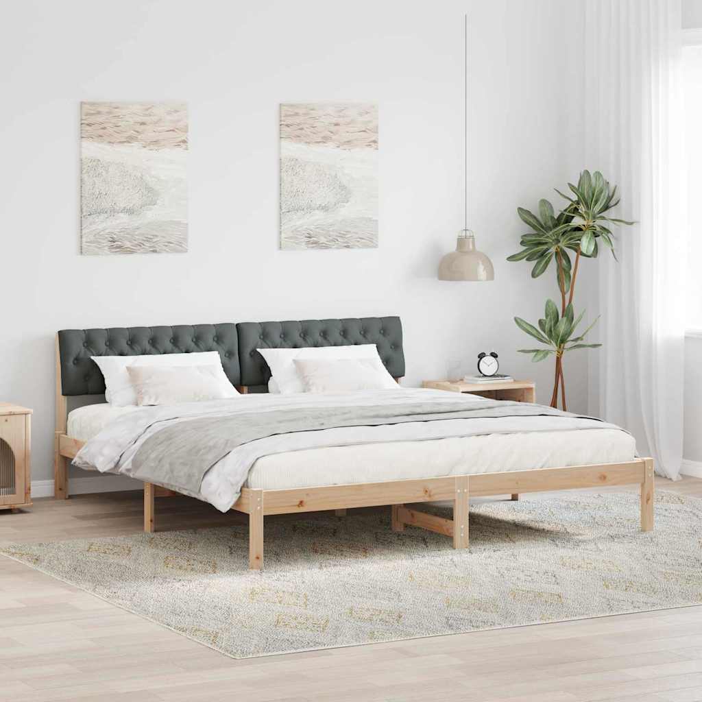 Bettgestell Braun und hellgrau 200 x 200 cm Massivholz Kiefer