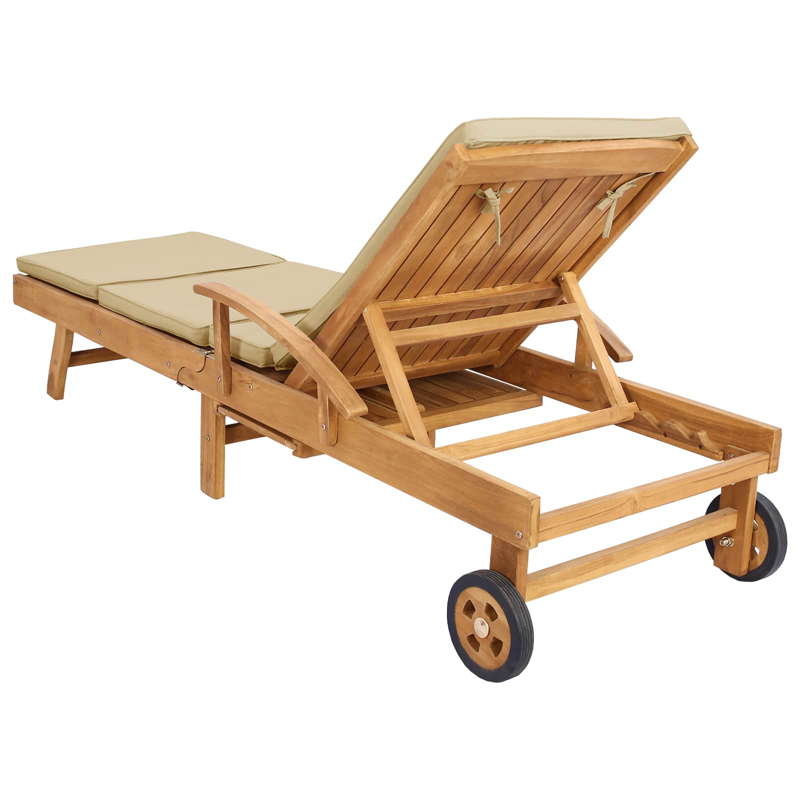 Sonnenliege 1-Person Braun Massivholz Teak