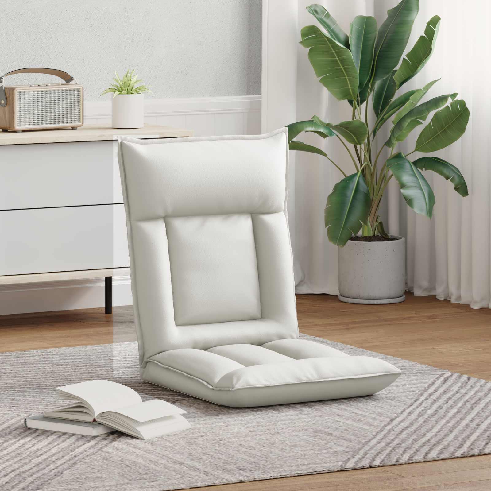Verstellbarer Fußsessel Creme Kunstleder