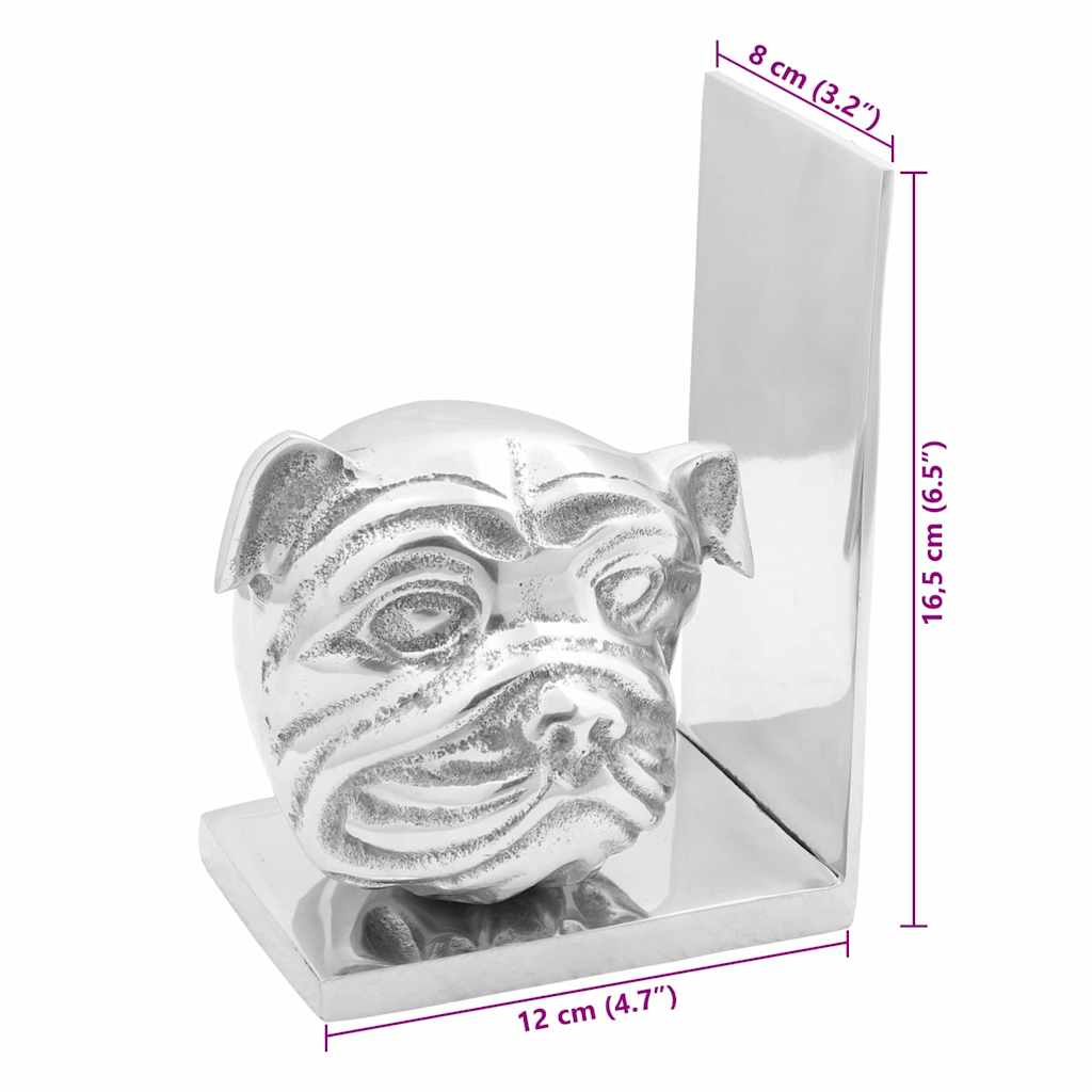 Buchstützen 2 pcs Silber 12 x 9 x 19 cm Aluminium