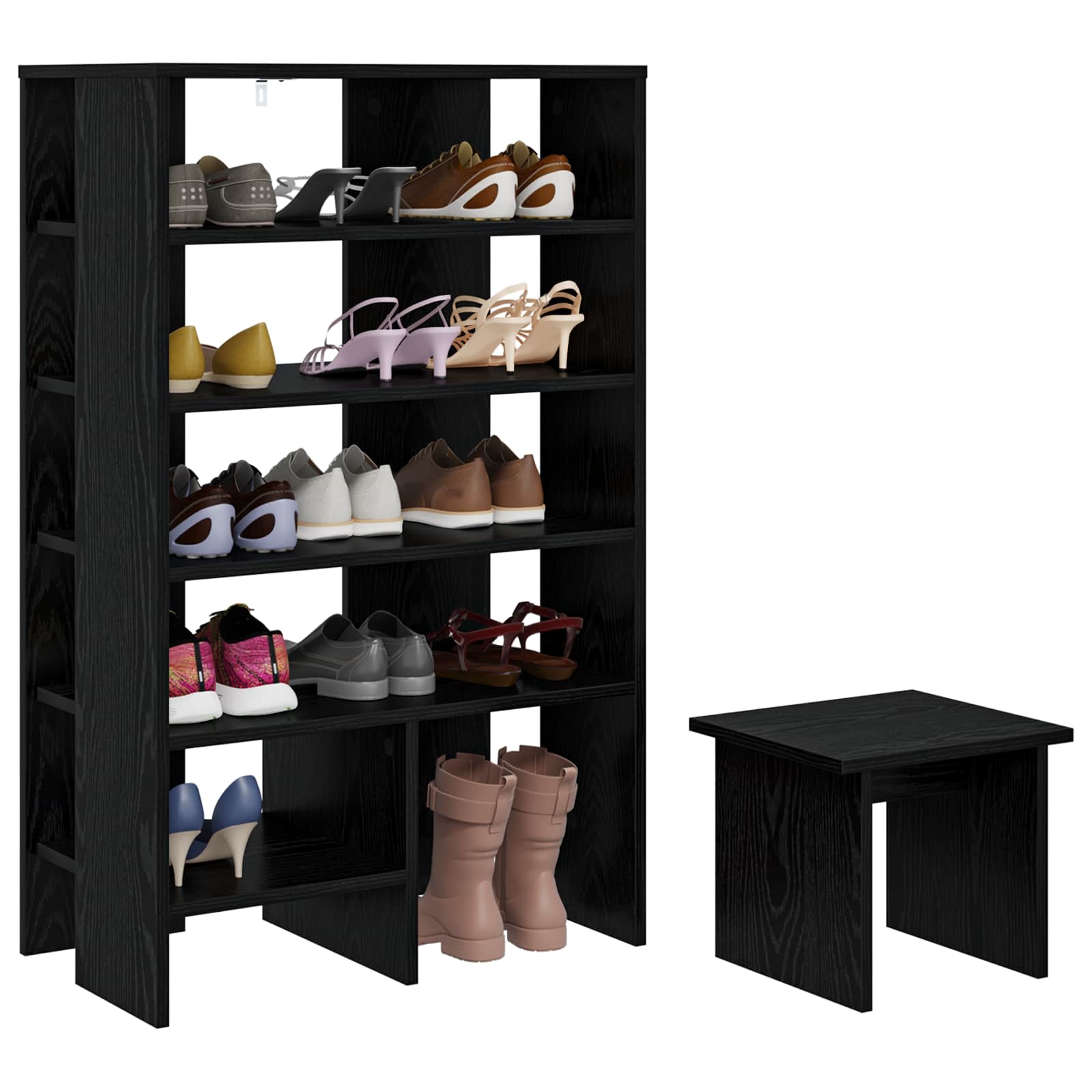 Schuhschrank mit Regal mit Speicher 2 pcs Weiß Holzwerkstoff