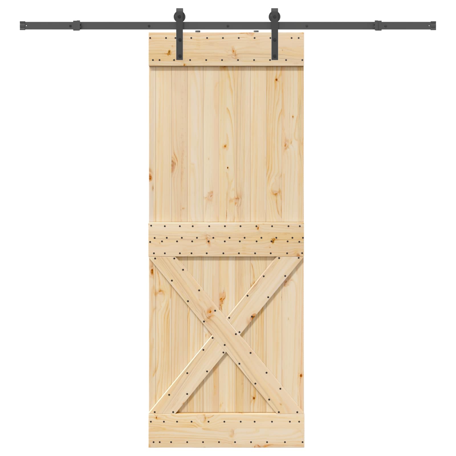 Schiebetür NARVIK Natürlich und Schwarz 70 x 210 cm (152,5 cm)