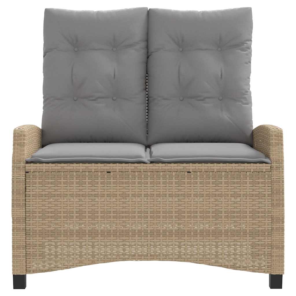 Gartenbank Verstellbar mit Kissen Schwarz Poly Rattan