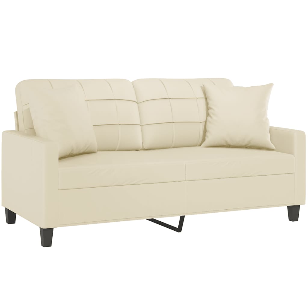 3-Sitzer-Sofa mit Zierkissen Schwarz 180 cm Kunstleder