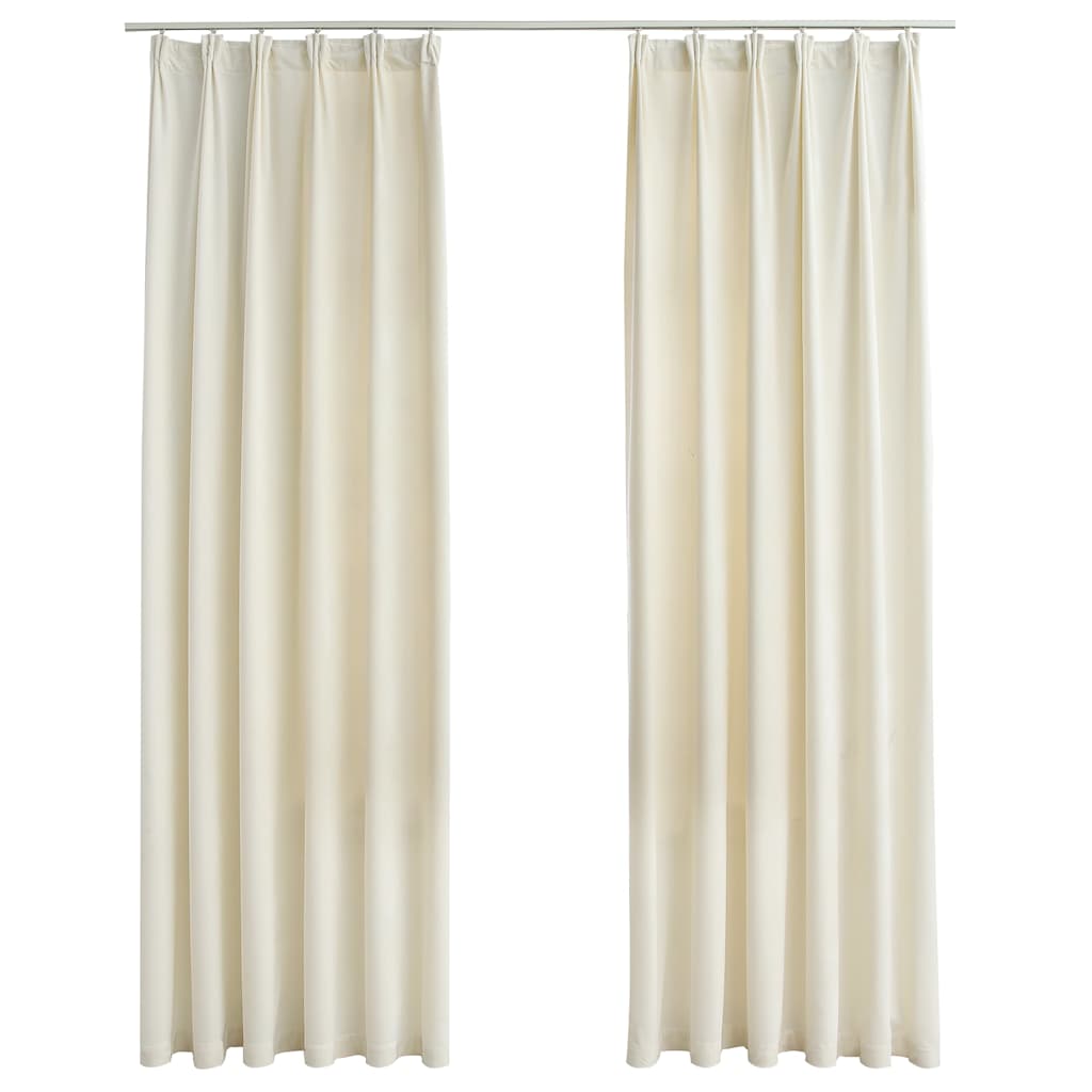 Verdunkelungsvorhänge mit Haken 2 Stk. Samt Schwarz 140x175 cm