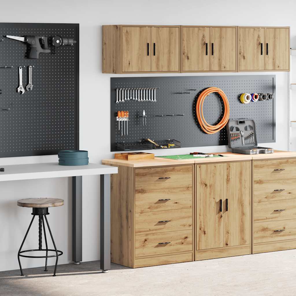 Garagenschränke 2 Stk. Schwarz Holzwerkstoff
