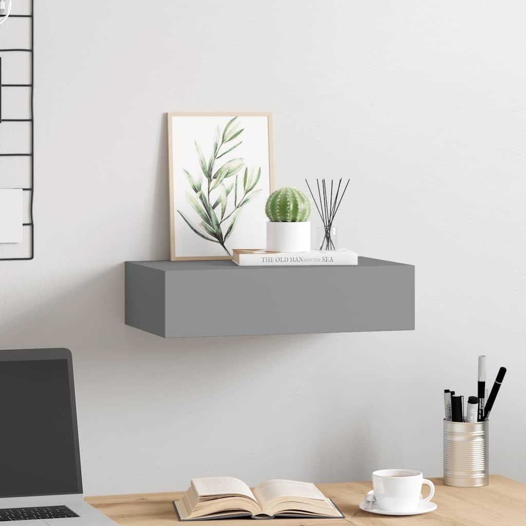 Wandregal mit Schublade Weiß 40x23,5x10 cm MDF