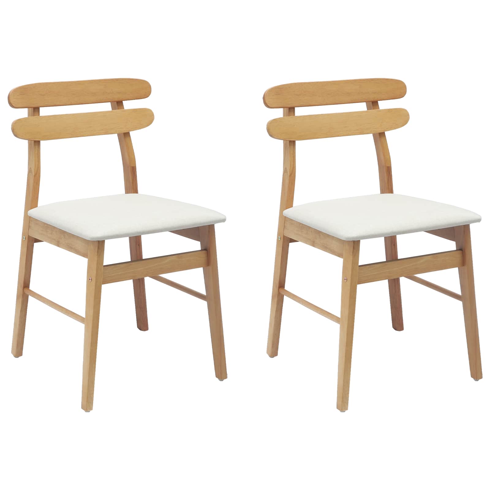 Esszimmerstuhl 2 pcs Hellbraun und hell Massives Gummiholz