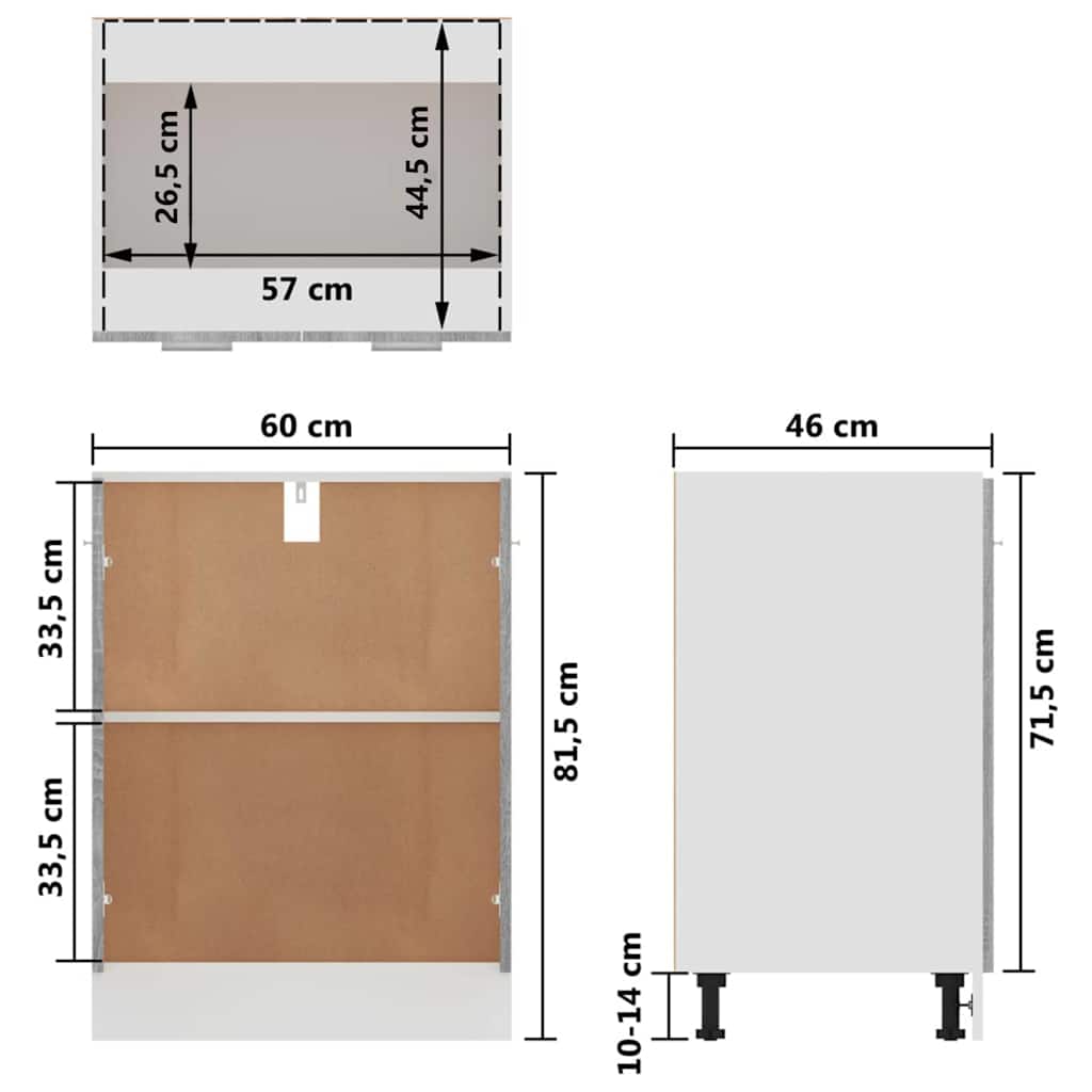 Unterschrank Lyon Weiß 60x46x81,5 cm Holzwerkstoff