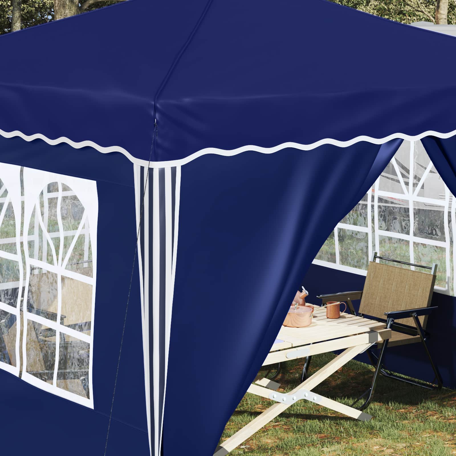 Pop-up Partyzelt 288 x 288 x 245 cm Creme Oxford-Stoff