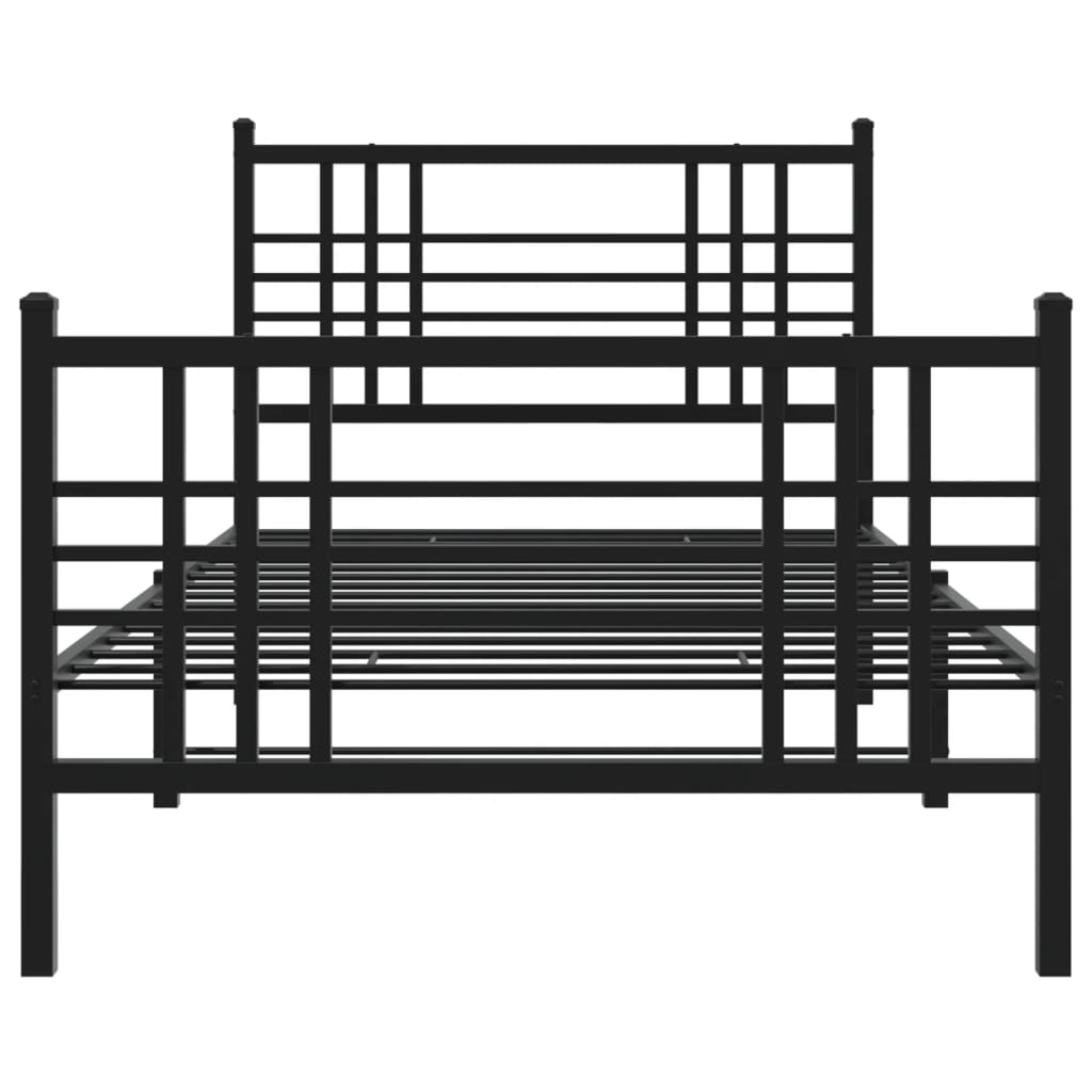Bettgestell mit Kopf- und Fußteil Metall Schwarz 90x200 cm