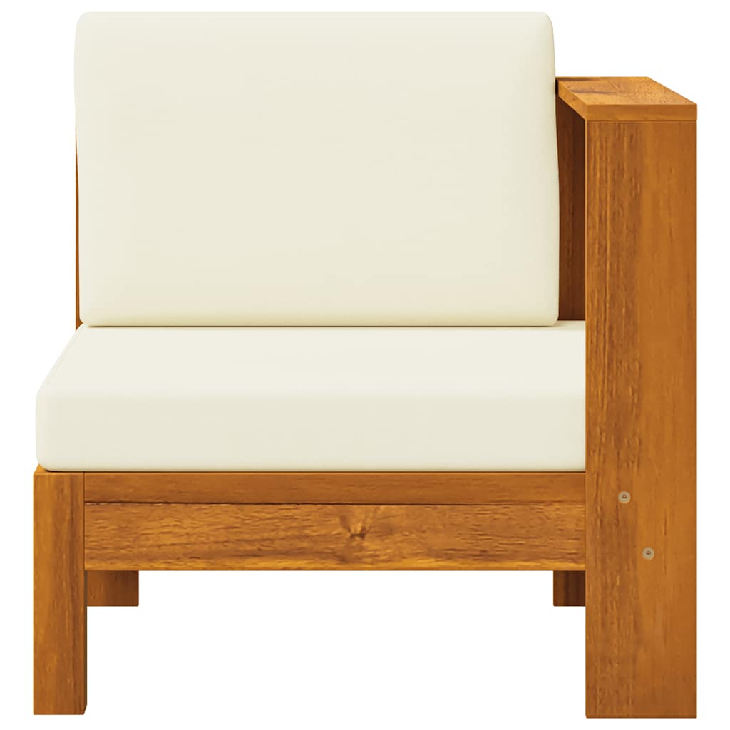 2-tlg. Garten-Lounge-Set mit Cremeweißen Kissen Akazienholz