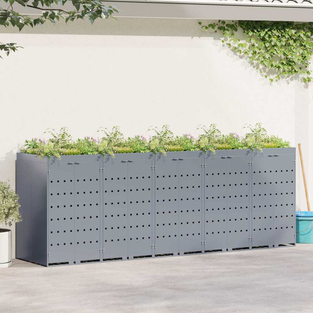 Mülltonnenbox für 2 Tonnen Schwarz 138x79x117 cm Stahl