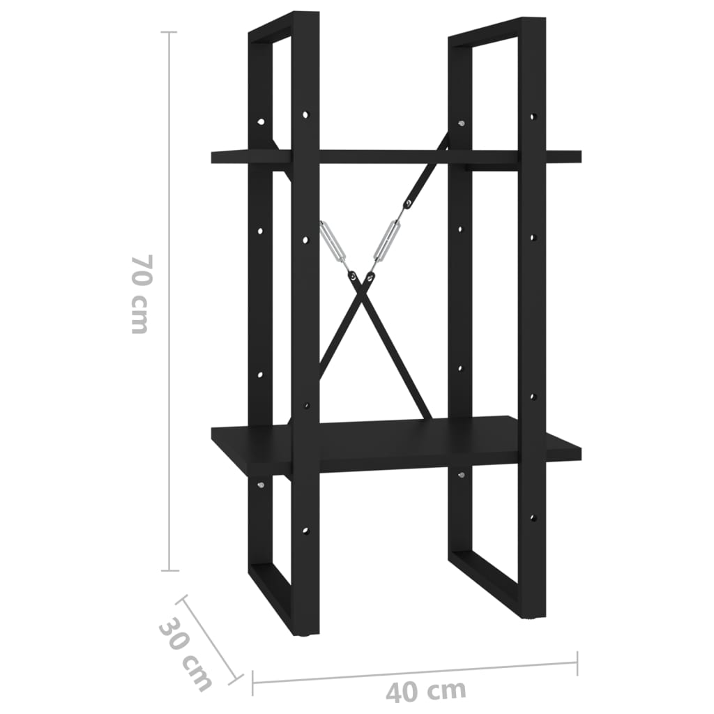 Bücherregal 2 Fächer Weiß 40x30x70 cm Holzwerkstoff