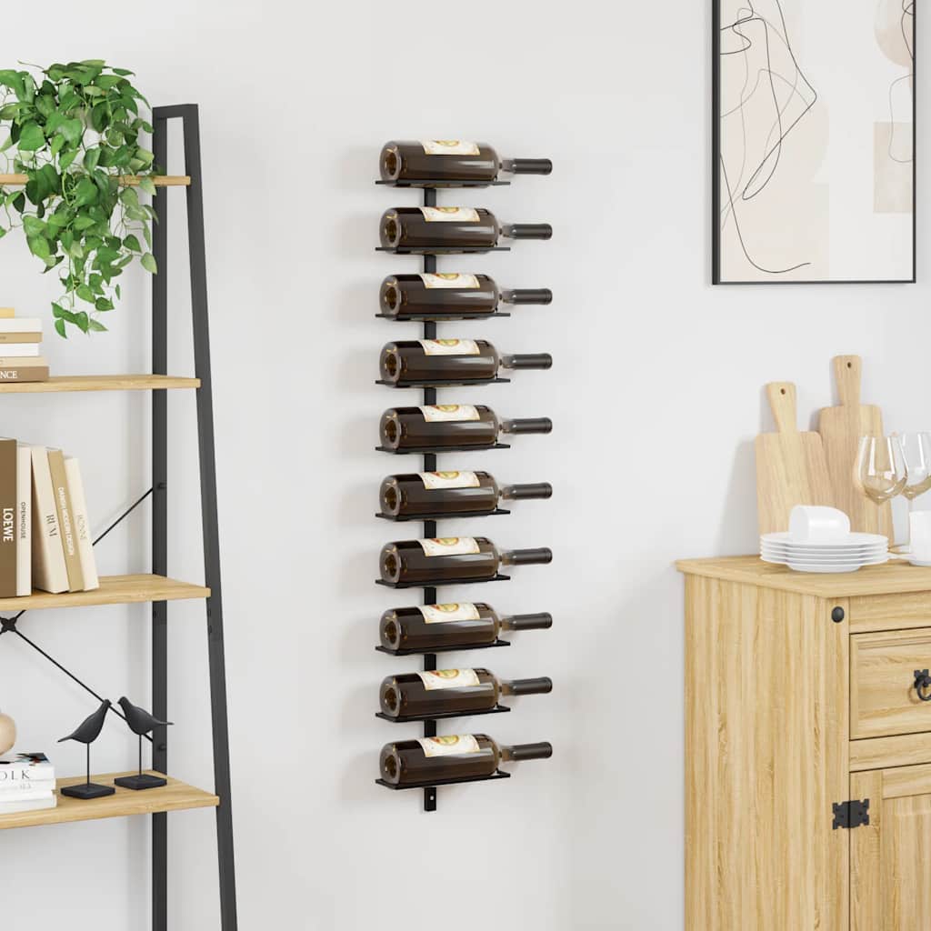 Wand-Weinregal für 9 Flaschen Schwarz Eisen