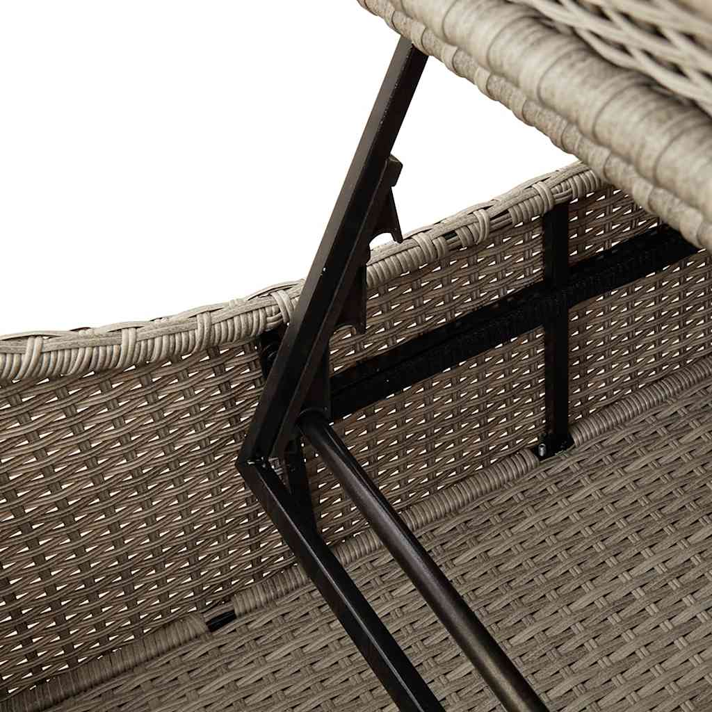 Klappliege mit Auflage und Stauraum Schwarz Poly-Rattan