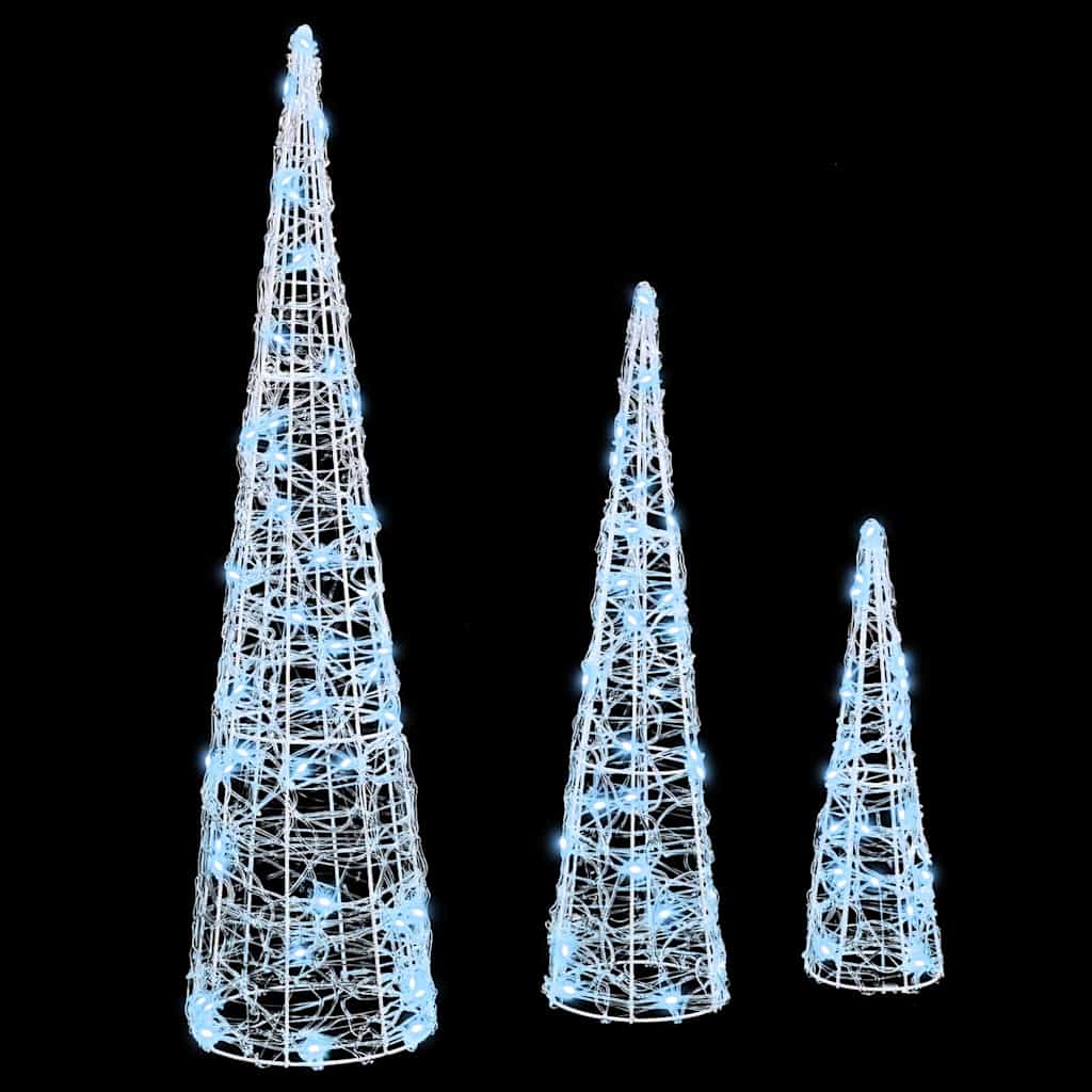 Weihnachtsbaum mit 90 LEDs 3 pcs Warmweiß 20 x 20 x 80 cm Acryl