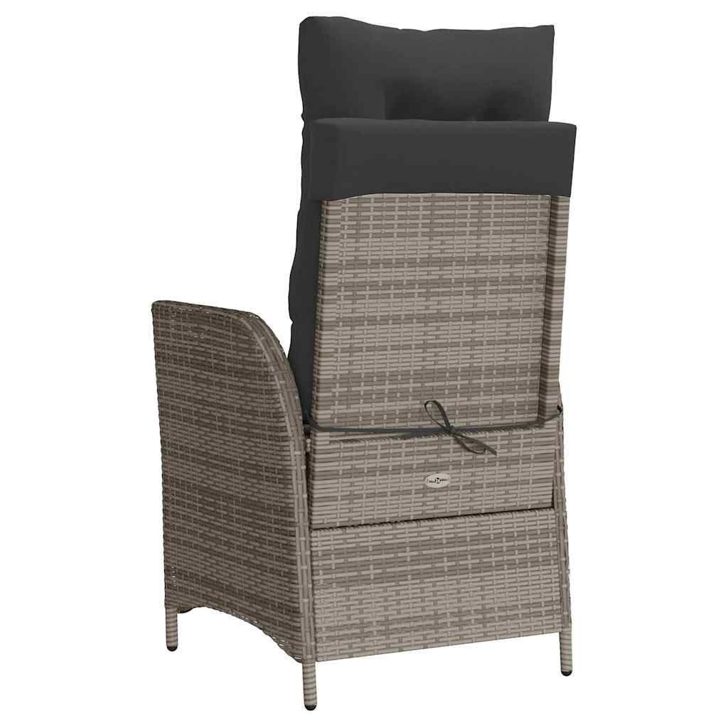 Gartensessel Verstellbar mit Kissen Schwarz Poly Rattan