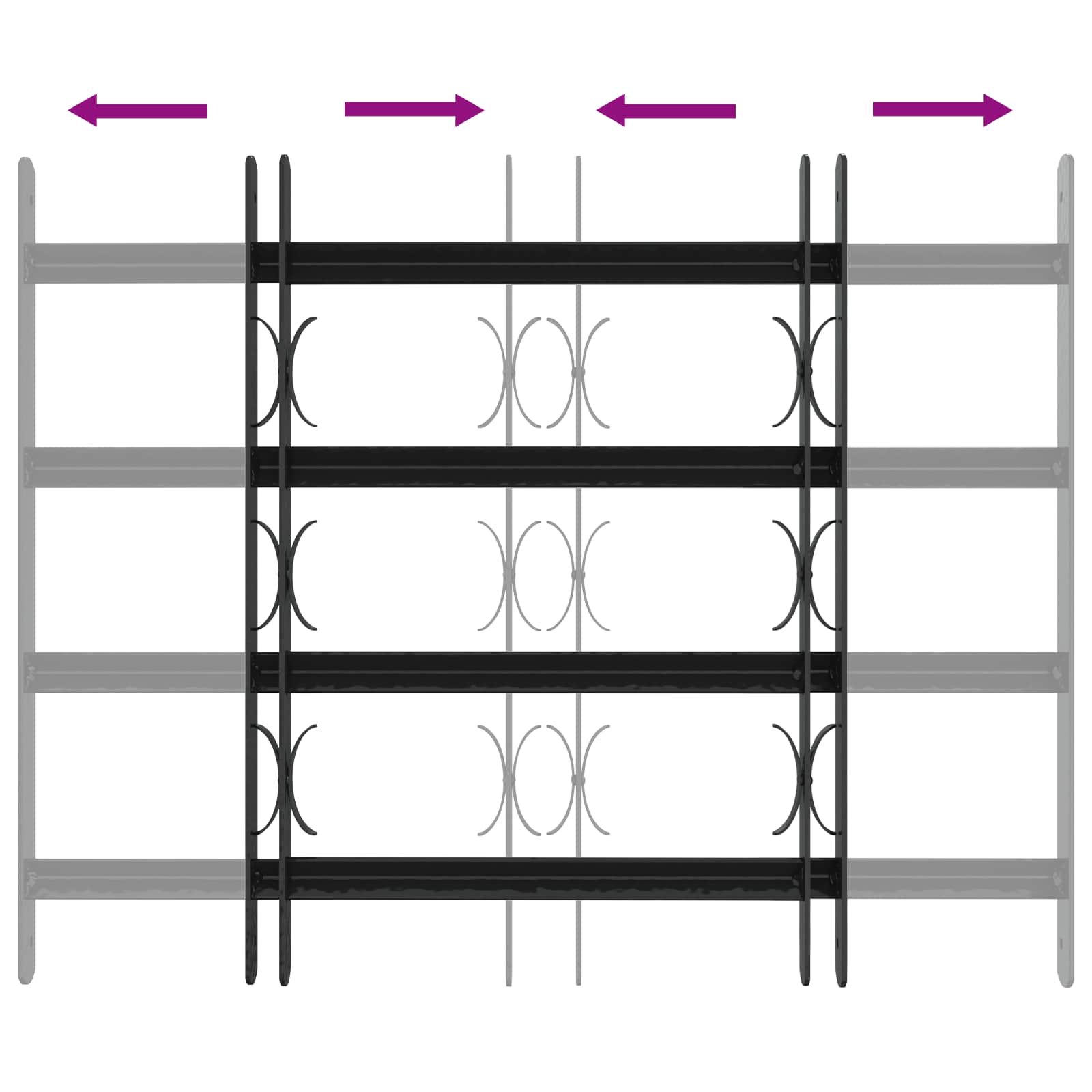 Fenstergitter 76 x 30 cm Pulverbeschichteter Stahl Schwarz