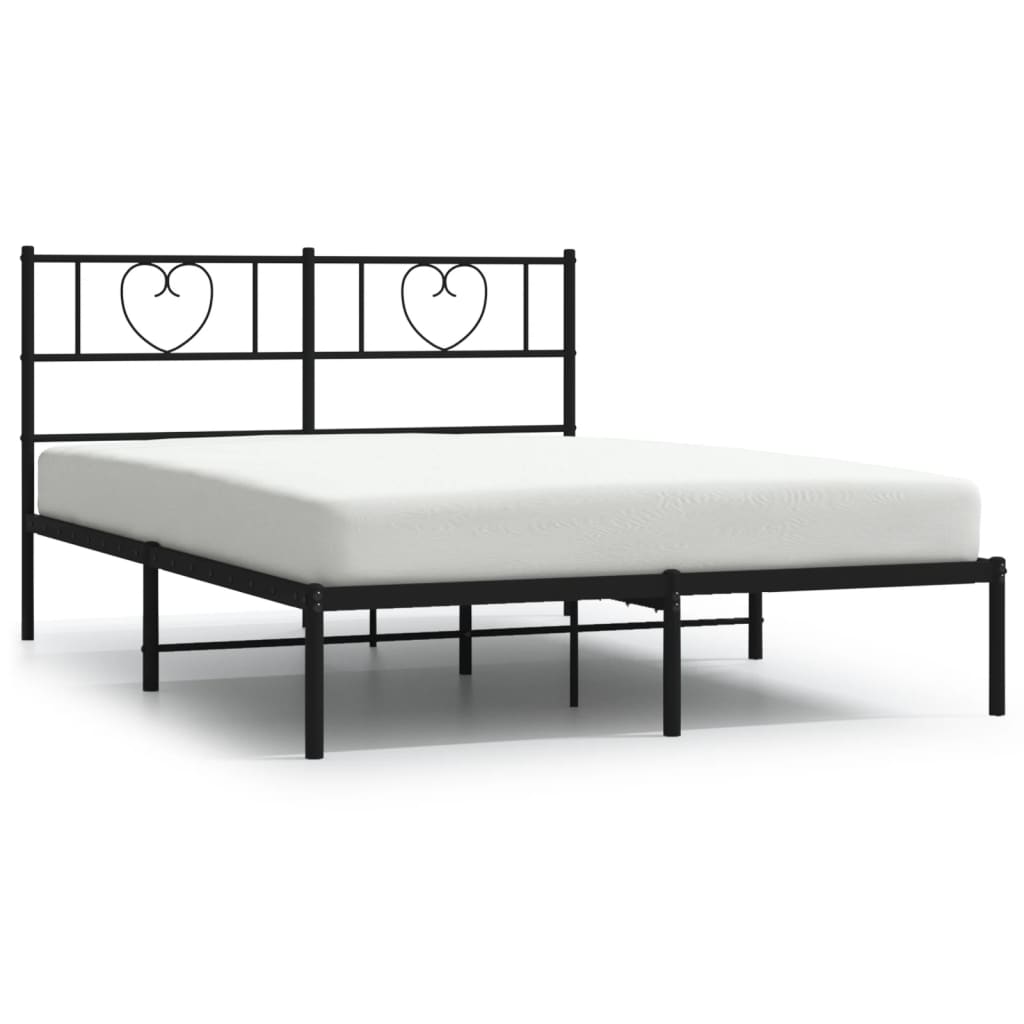 Bettgestell mit Kopfteil Metall Schwarz 100x190 cm