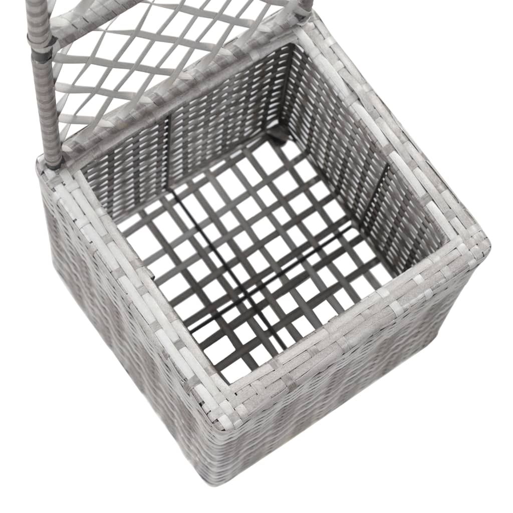 Hochbeet mit Rankgitter 1 Topf 30x30x107cm Poly Rattan Schwarz