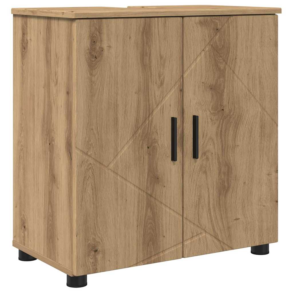 Badezimmermöbel-Set mit Tür 4 pcs Weiß Holzwerkstoff & Metall