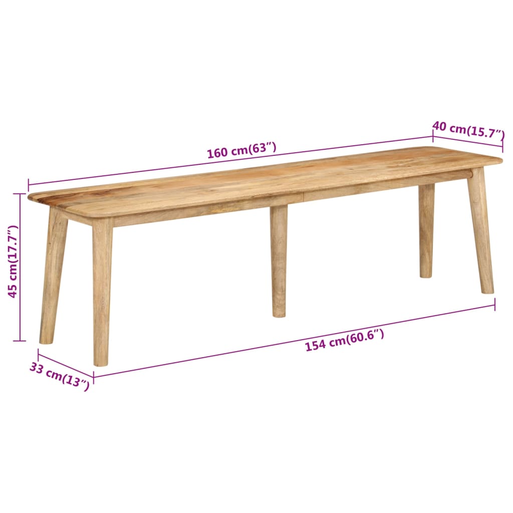 Sitzbank 160x40x45 cm Massivholz Mango und Eisen