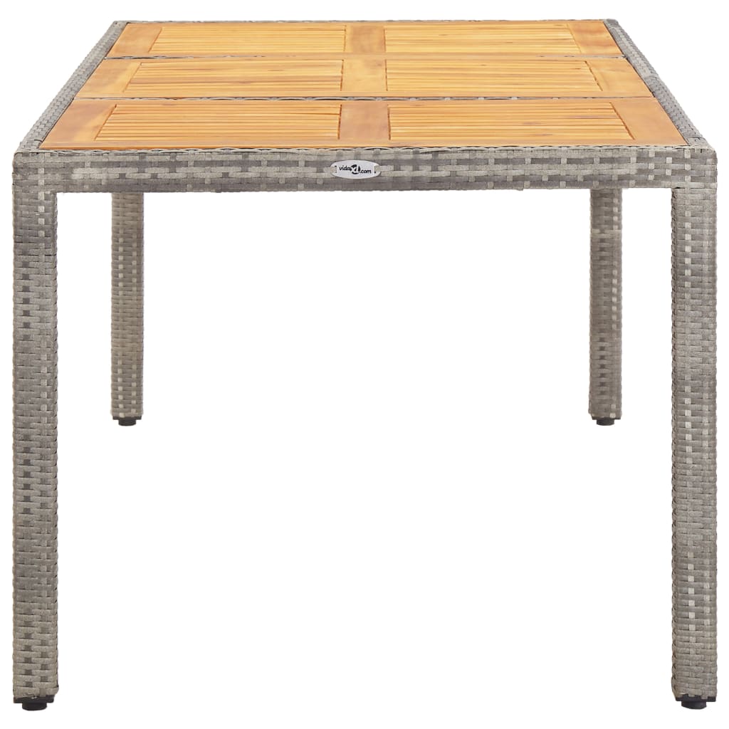 Gartentisch 190x90x75 cm Akazienholz und Poly Rattan Schwarz