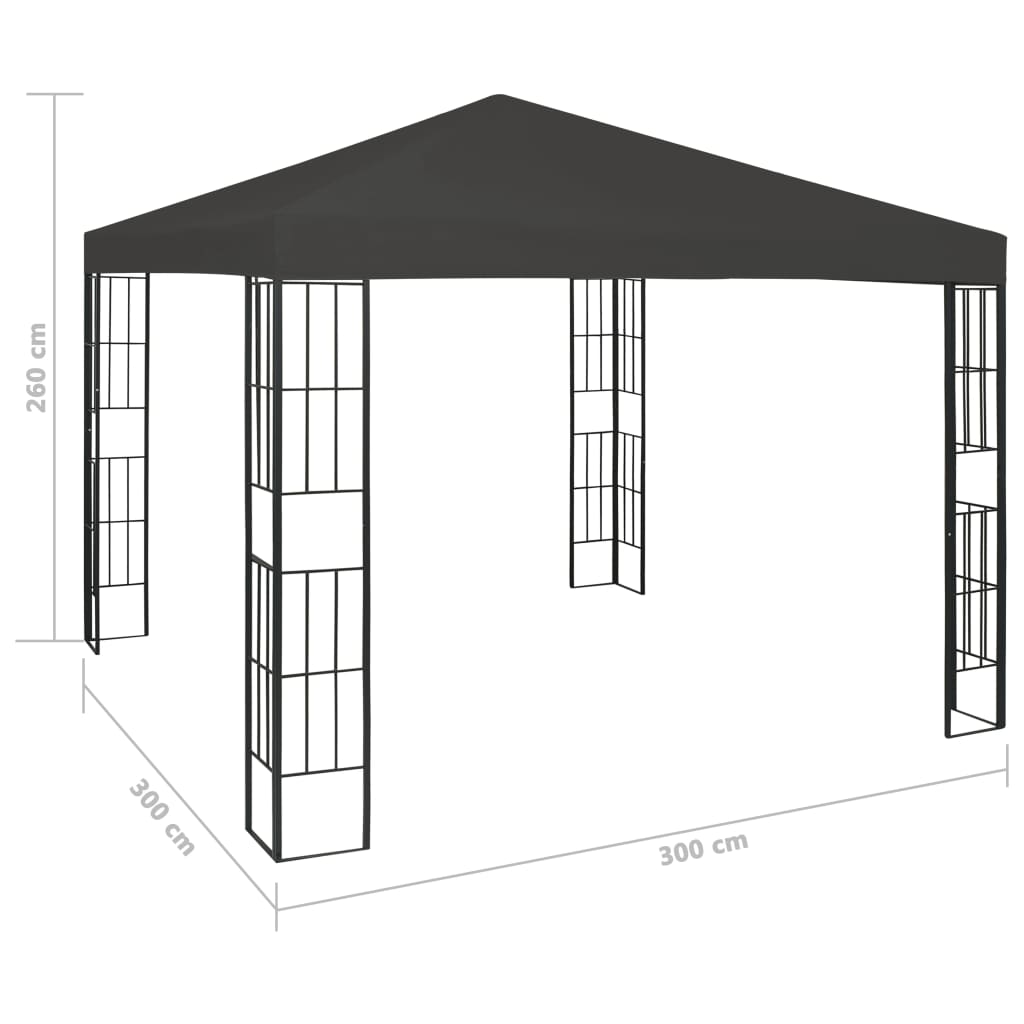 Pavillon mit LED-Lichterkette 3x3 m Taupe