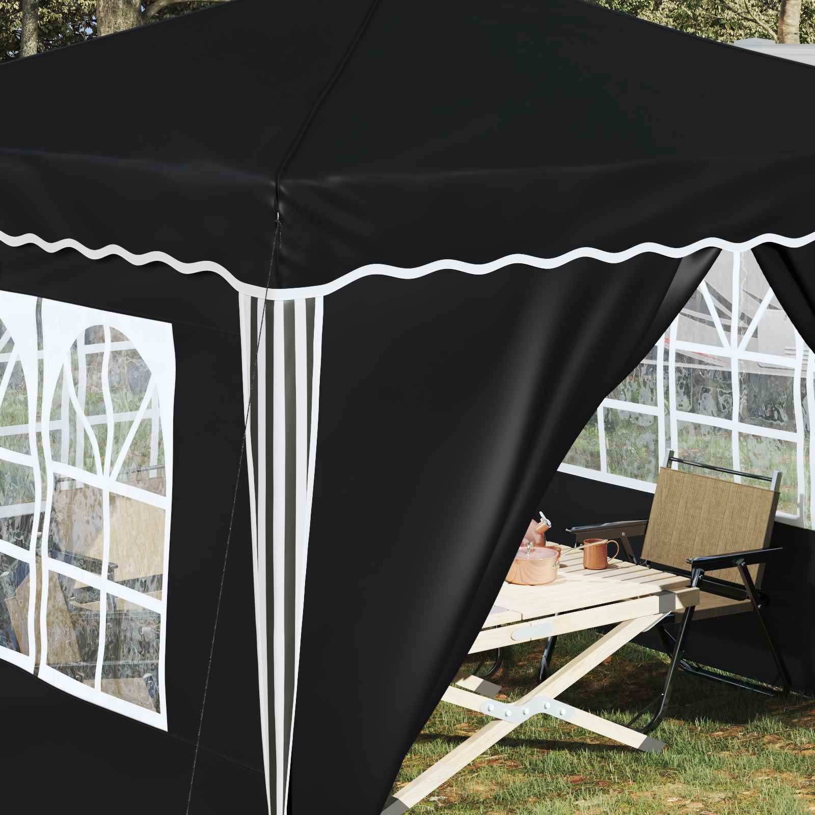 Pop-up Partyzelt 288 x 288 x 245 cm Creme Oxford-Stoff