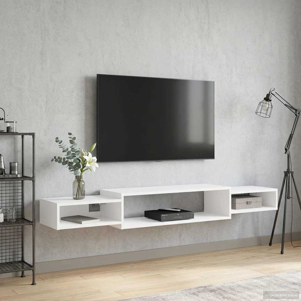 Wandmontierter TV-Schrank Wandhalterung Weiß 140 x 28 x 21 cm